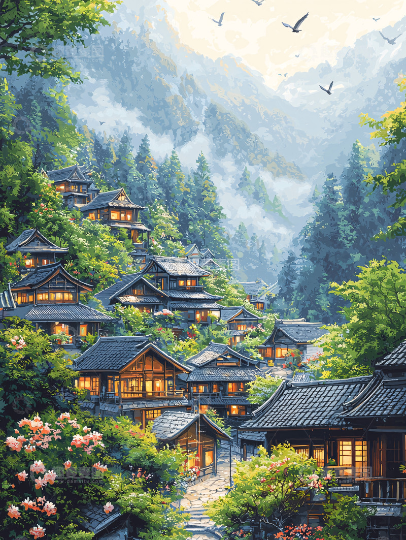 高清大图下载【趣麦麦图】山村风景