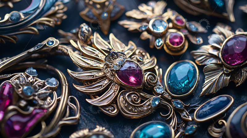 高清大图下载【趣麦麦图】精美复古宝石胸针