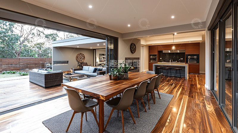 高清大图下载【趣麦麦图】宽敞明亮的开放式餐厅