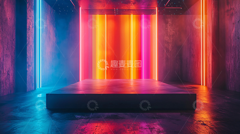 高清大图下载【趣麦麦图】霓虹灯舞台背景