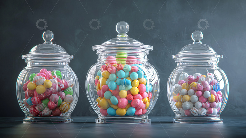 高清大图下载【趣麦麦图】彩色糖果玻璃罐