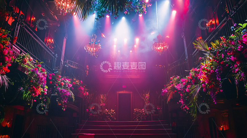 高清大图下载【趣麦麦图】炫彩灯光下的热带雨林派对