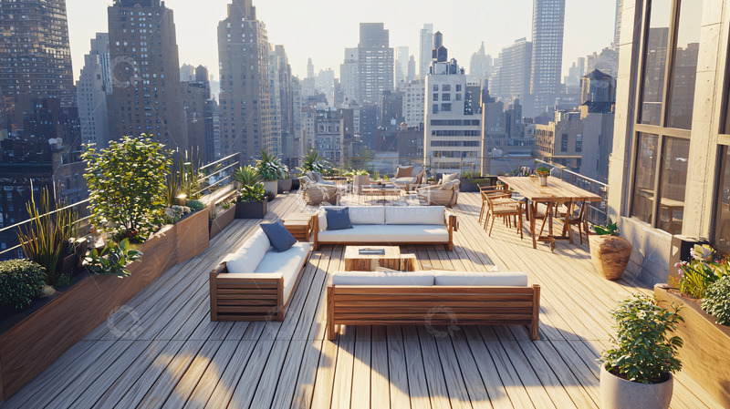 高清大图下载【趣麦麦图】高层建筑顶楼露台