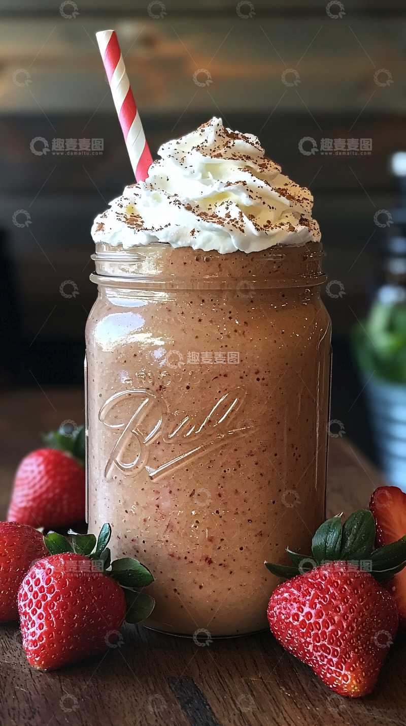 高清大图下载【趣麦麦图】草莓奶昔