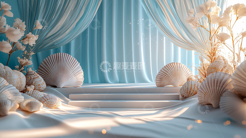 高清大图下载【趣麦麦图】蓝色轻纱背景