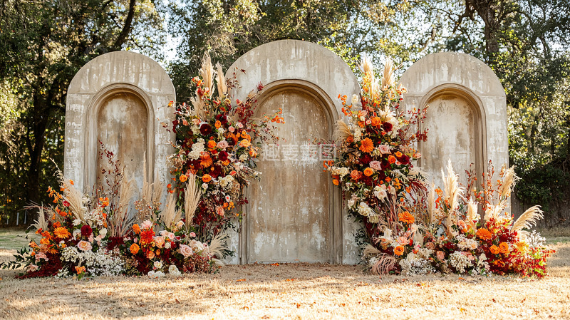 高清大图下载【趣麦麦图】拱形背景板花艺装饰