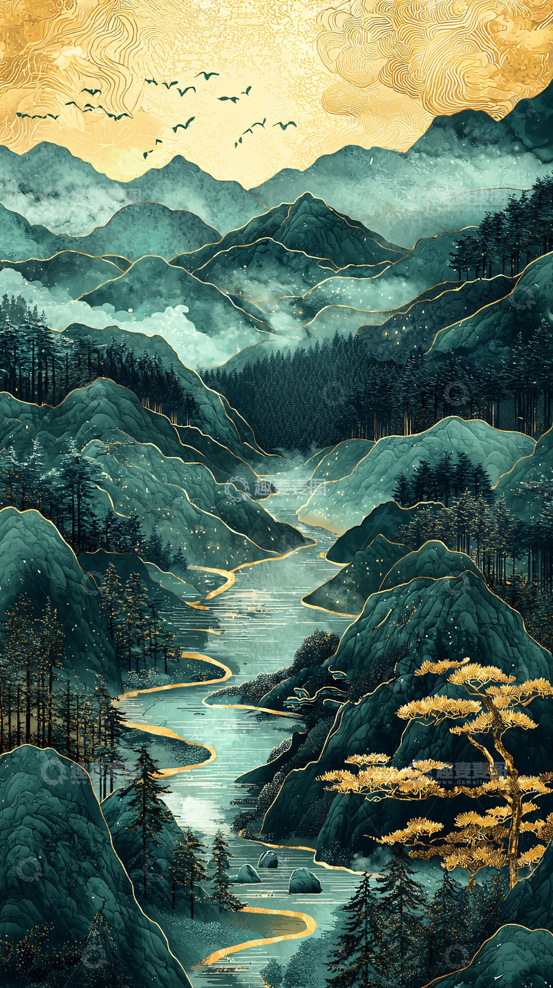 高清大图下载【趣麦麦图】水墨山水画风景