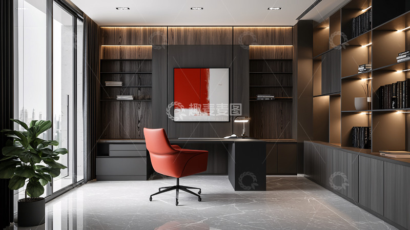 高清大图下载【趣麦麦图】现代简约书房设计