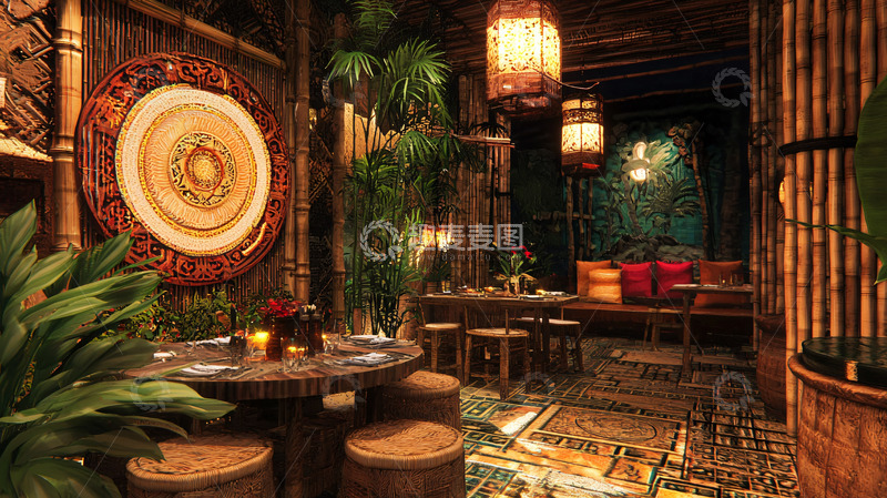 高清大图下载【趣麦麦图】热带雨林风格餐厅