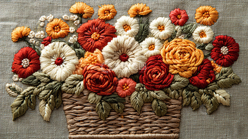 高清大图下载【趣麦麦图】绣花篮