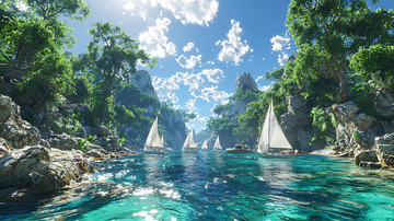 碧海蓝天帆船峡湾