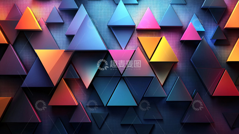 高清大图下载【趣麦麦图】彩色三角形几何背景