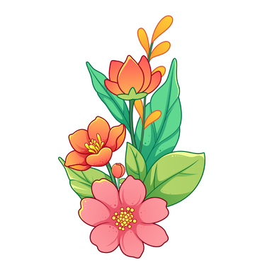 鲜花卡通矢量描边插画