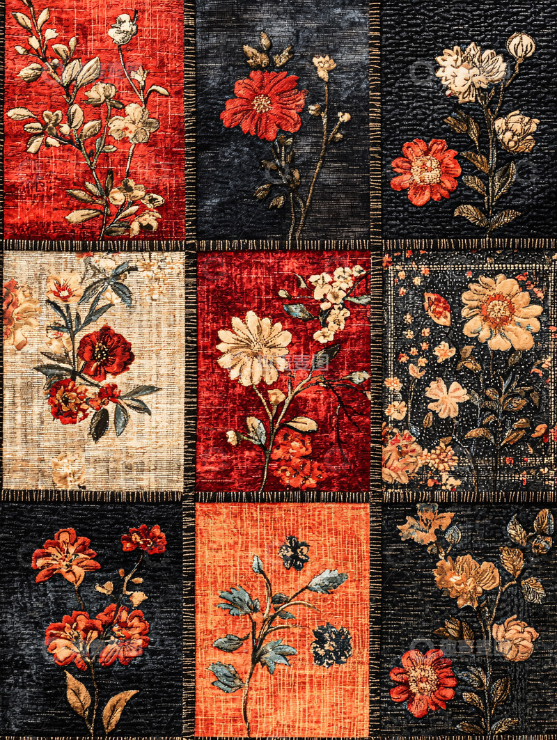 高清大图下载【趣麦麦图】复古花卉拼贴画