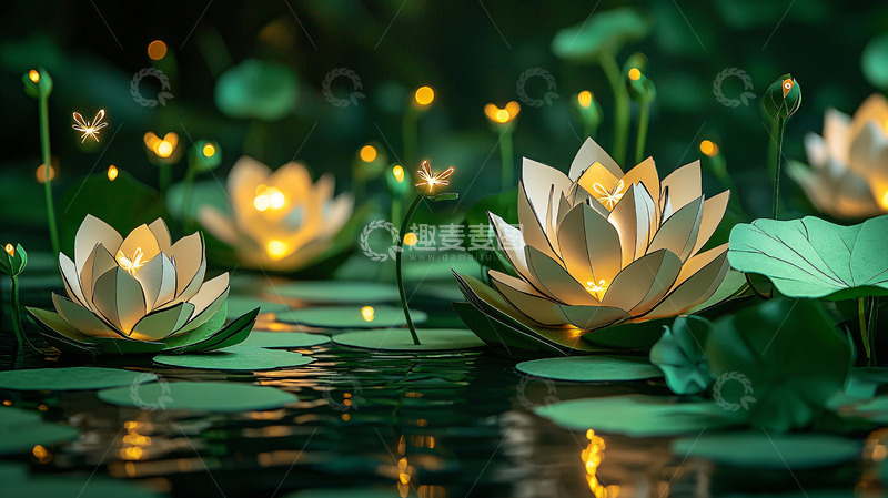 高清大图下载【趣麦麦图】荷花灯