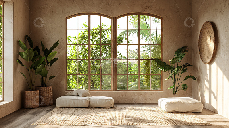 高清大图下载【趣麦麦图】极简风落地窗休闲室