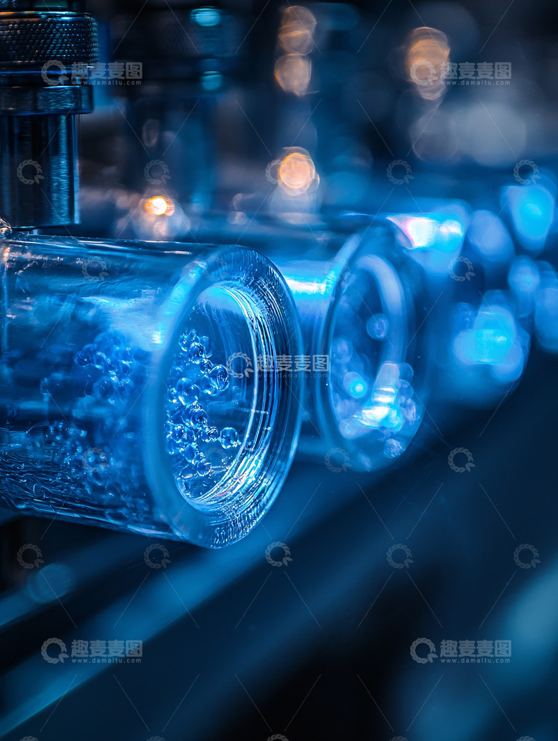 高清大图下载【趣麦麦图】蓝色液体在玻璃容器中