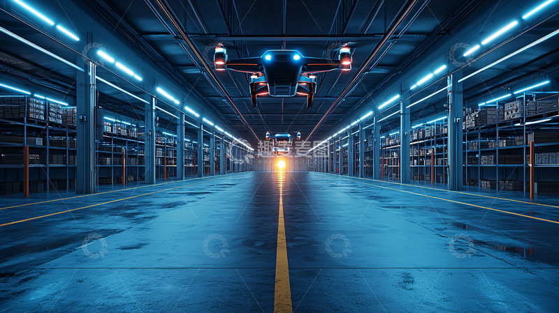 高清大图下载【趣麦麦图】仓库无人机巡逻