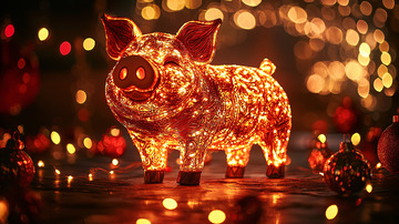 光影璀璨的金色小猪