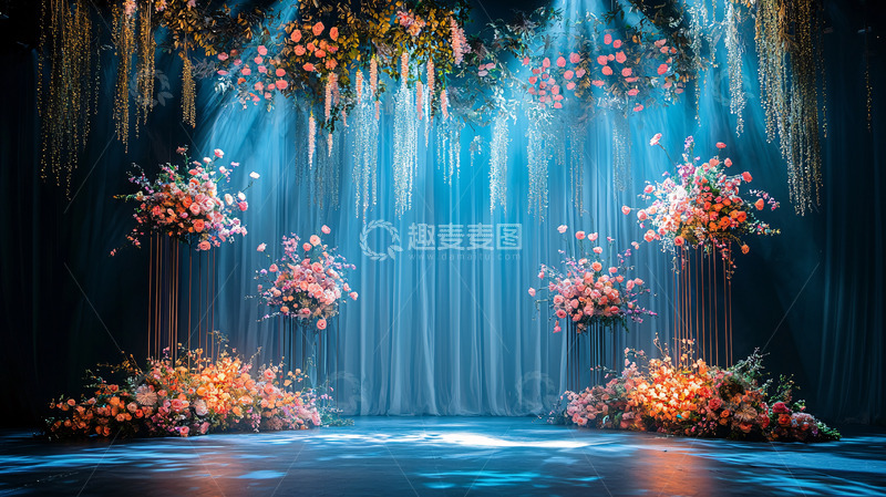 高清大图下载【趣麦麦图】梦幻舞台鲜花背景