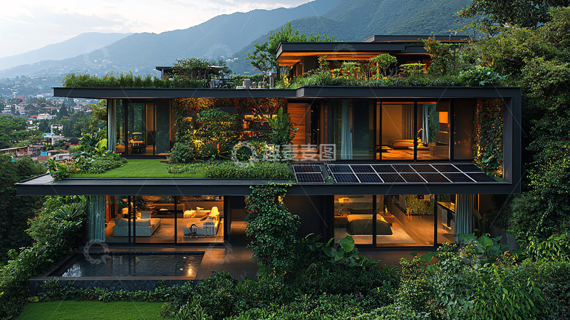高清大图下载【趣麦麦图】山林别墅夜景