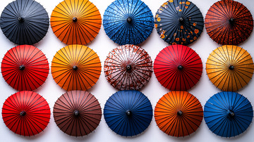 彩色油纸伞墙面装饰