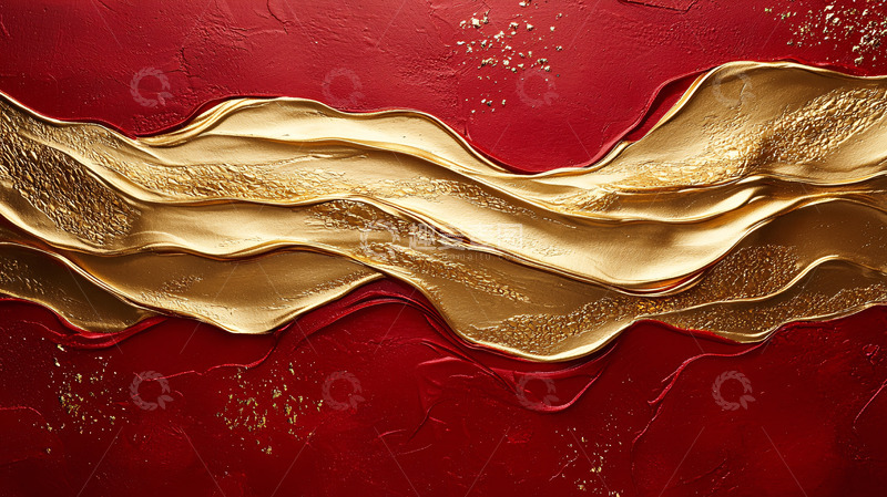 高清大图下载【趣麦麦图】红色金色流体艺术
