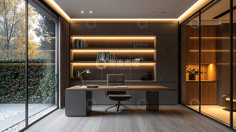 高清大图下载【趣麦麦图】现代简约高级书房