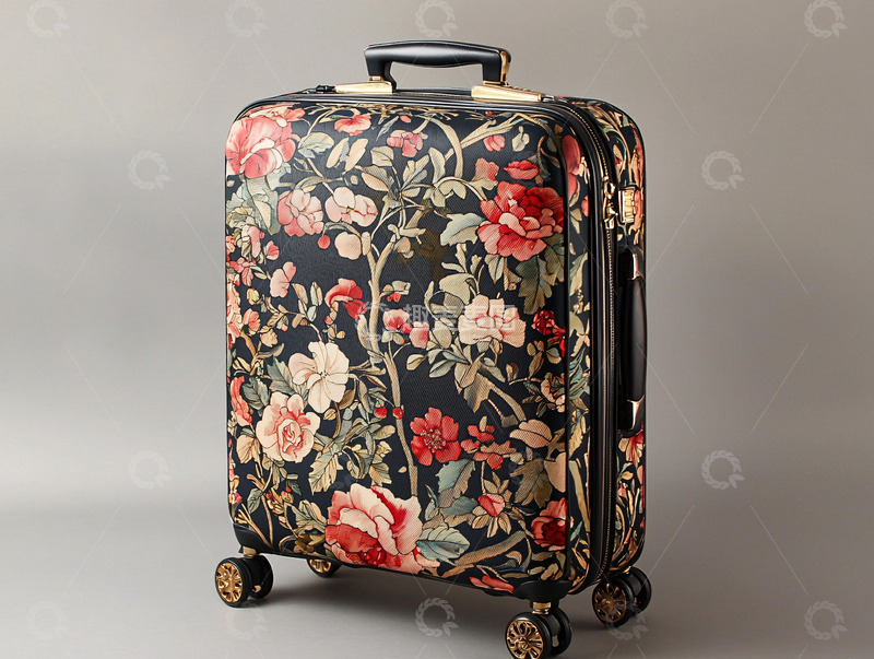 高清大图下载【趣麦麦图】花卉图案行李箱