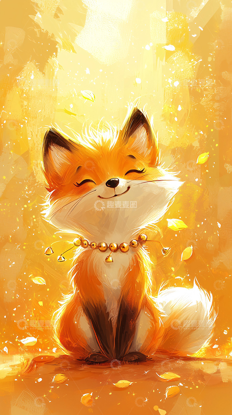 高清大图下载【趣麦麦图】微笑的卡通小狐狸