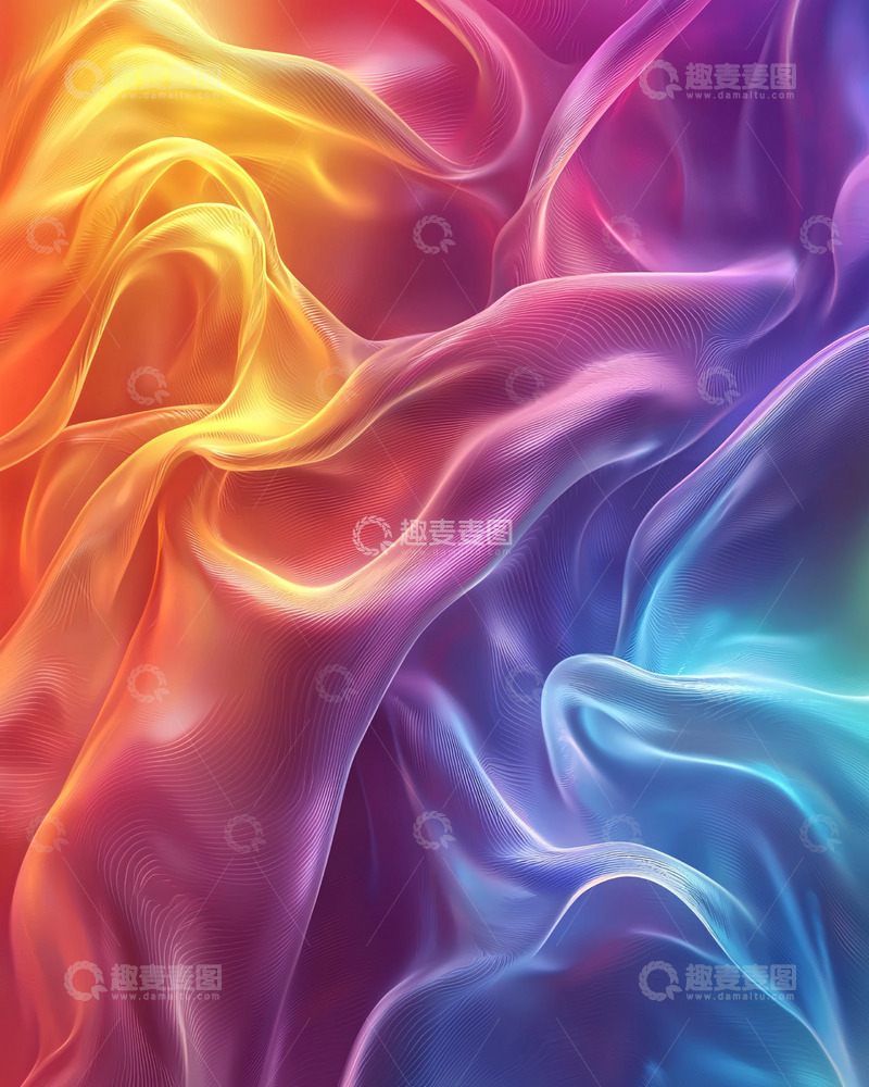高清大图下载【趣麦麦图】彩色丝绸褶皱