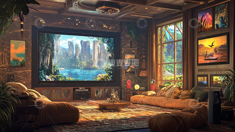 高清大图下载【趣麦麦图】温馨舒适的家庭影院