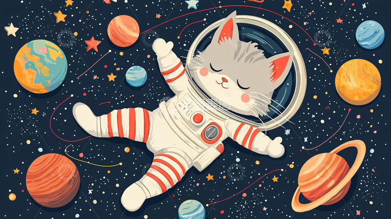 高清大图下载【趣麦麦图】太空猫咪宇航员