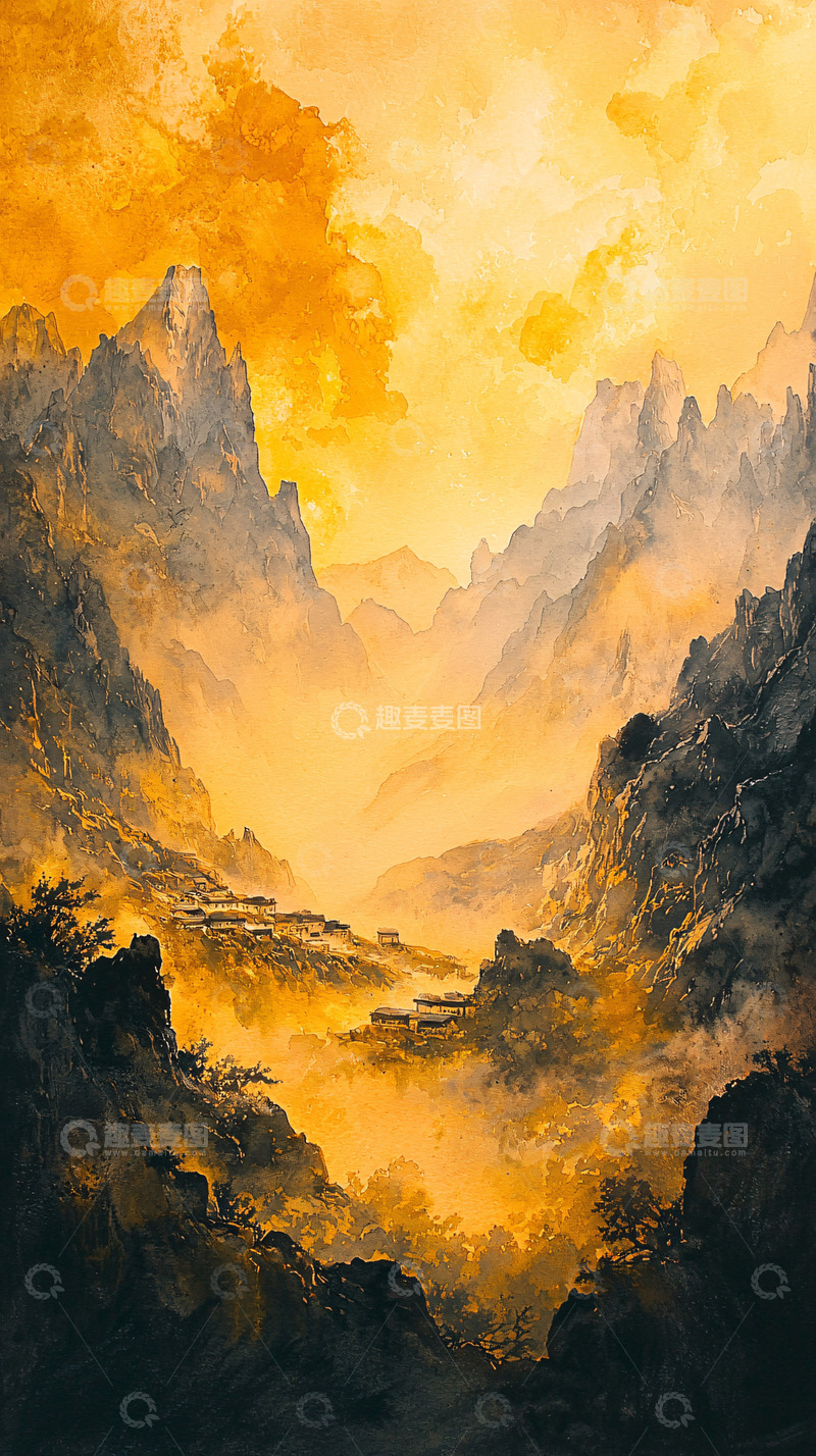 高清大图下载【趣麦麦图】金色山谷