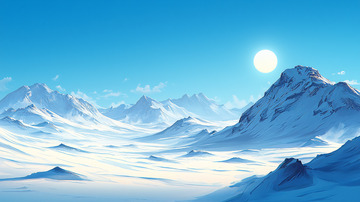 极地冰川雪山日出