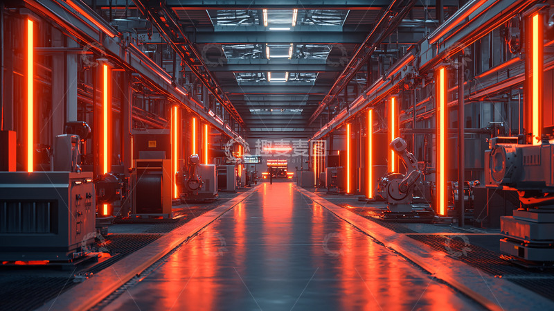 高清大图下载【趣麦麦图】充满未来感的工厂走廊