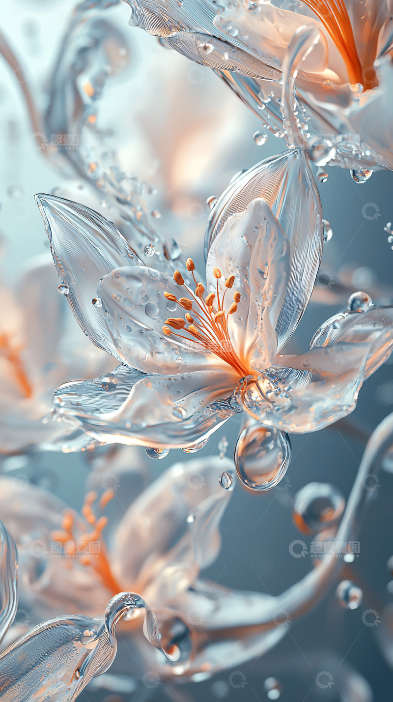 高清大图下载【趣麦麦图】水感透明花朵