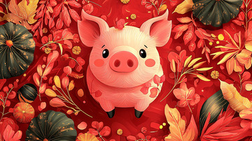 红粉色卡通小猪