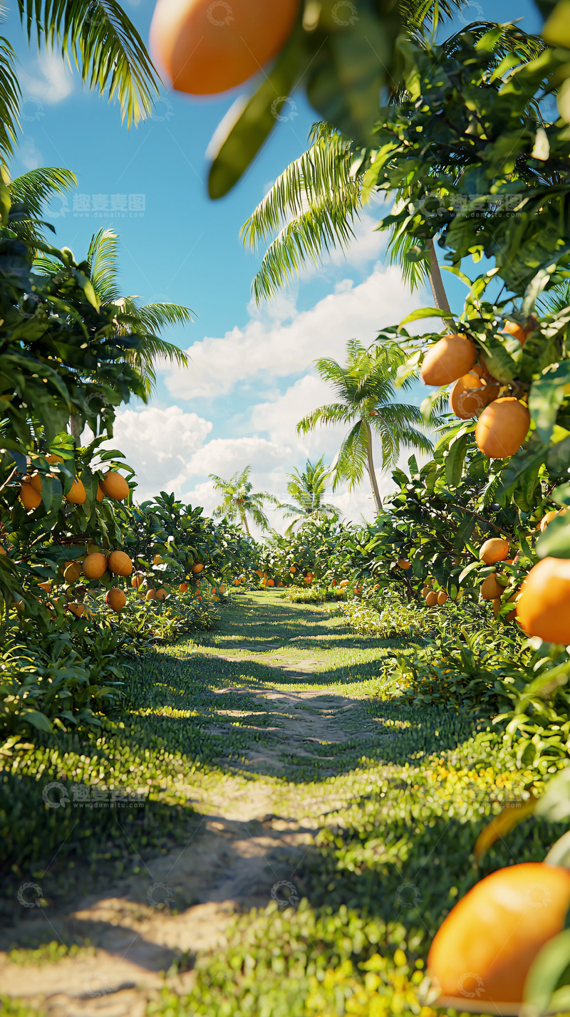 高清大图下载【趣麦麦图】热带水果种植园小路