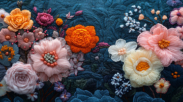 精美立体花朵刺绣