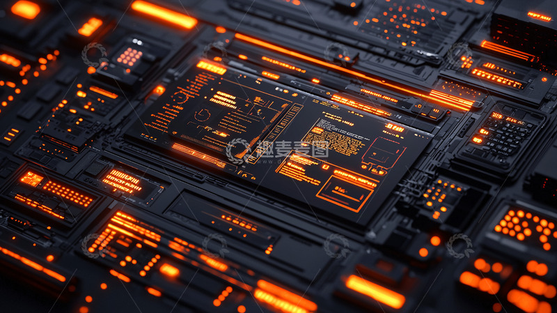 高清大图下载【趣麦麦图】橙黑科技感电路板