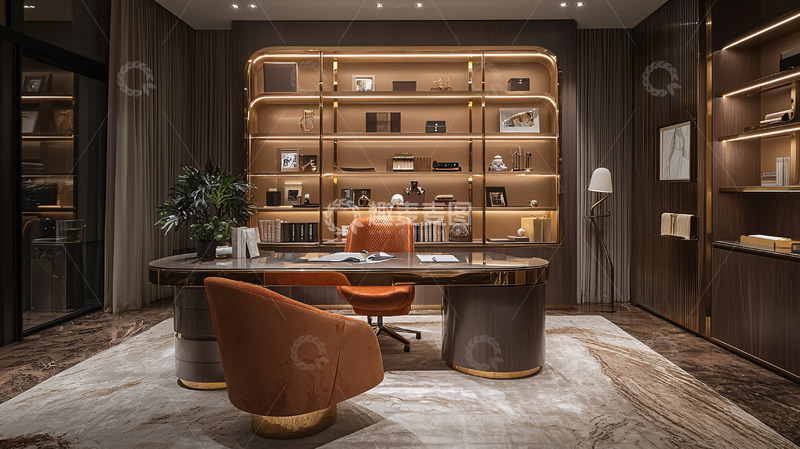 高清大图下载【趣麦麦图】高级奢华书房设计