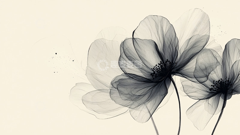 高清大图下载【趣麦麦图】水墨写意花朵
