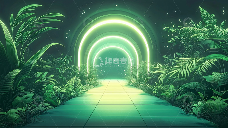高清大图下载【趣麦麦图】绿色植物环绕的拱门