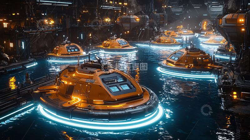 高清大图下载【趣麦麦图】未来科技感飞船停泊港