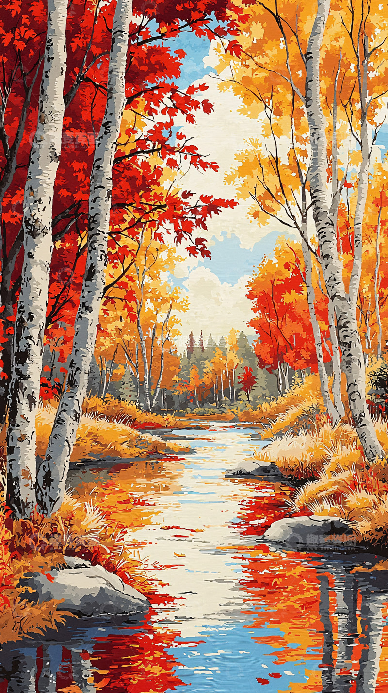 高清大图下载【趣麦麦图】秋日森林小溪