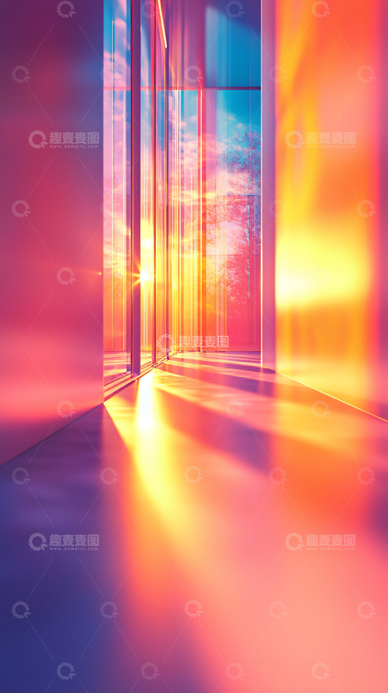 高清大图下载【趣麦麦图】绚丽阳光穿过玻璃