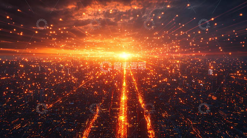 高清大图下载【趣麦麦图】火光冲天的城市夜景