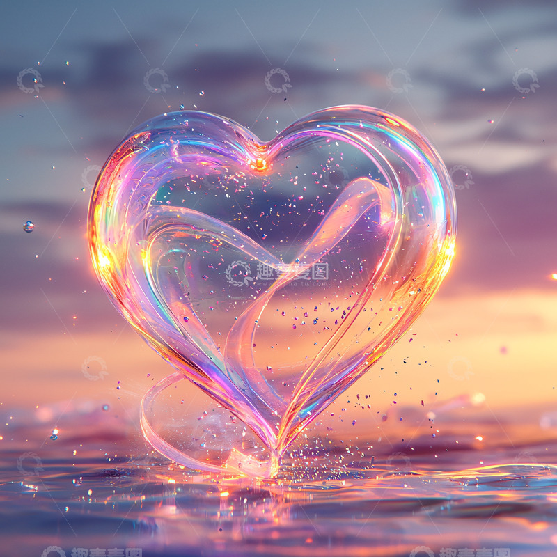 高清大图下载【趣麦麦图】梦幻玻璃心形