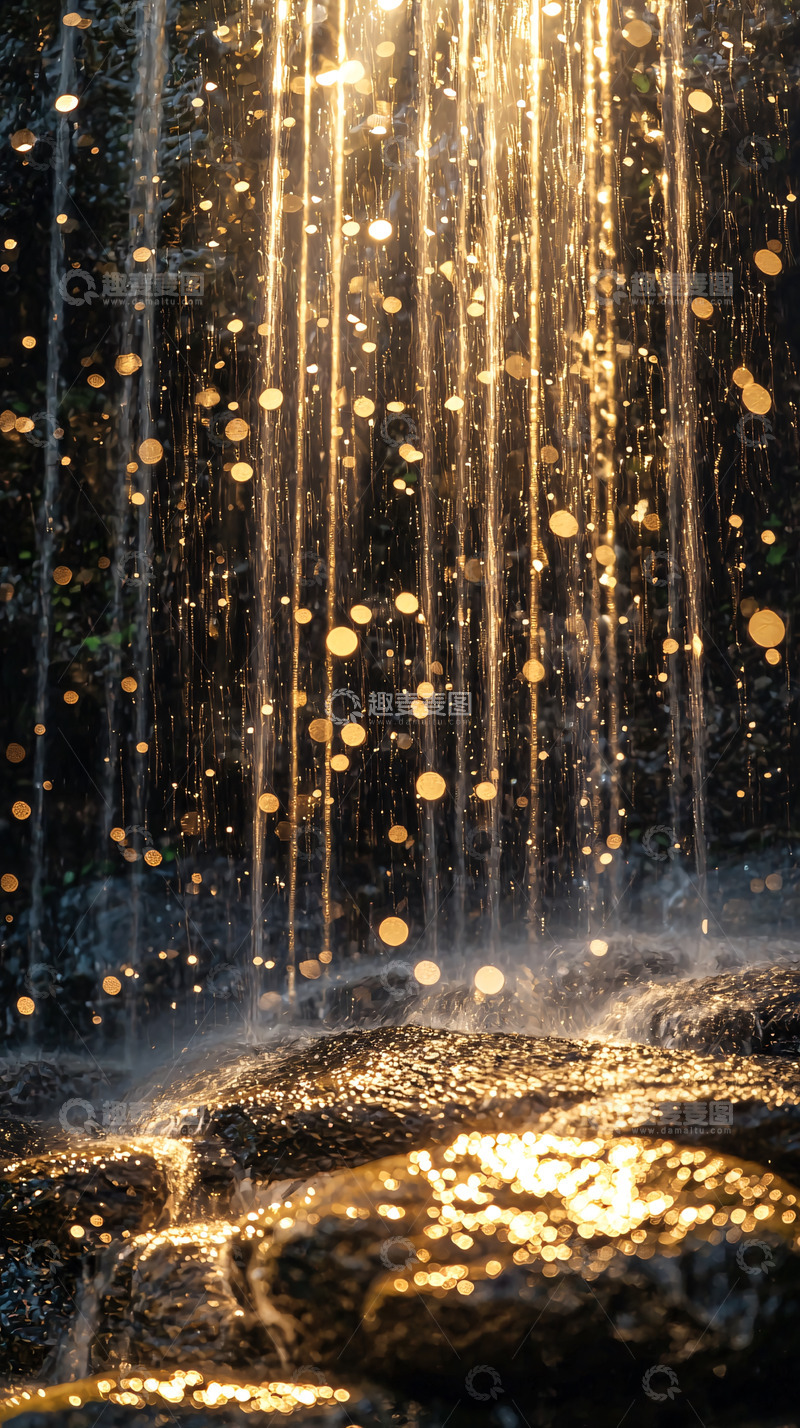 高清大图下载【趣麦麦图】阳光洒在瀑布上的水滴